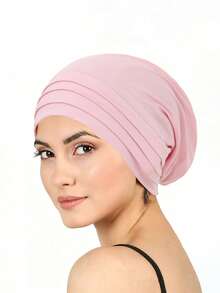 OBOVAY 1 chiếc khăn turban xếp ly màu trơn cho nữ, mũ ngủ hóa trị, thoải mái, mềm mại, thoáng khí, mũ trùm đầu ngủ, phù hợp sử dụng hàng ngày - Nhiều màu - Xem 8