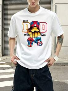 Marvel Marvel Comics Best Dad Ever Iron Man Graphic T Shirt 100 Percent Cotton Men's Clothes Men Shirt Summer Outfits Marvel Series Gifts For Men Streetwear Men - 白色 - 查看 3