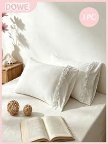 1 pieza Funda de almohada de encaje de corazón de unicolor negro & blanco 100% poliéster (sin relleno de almohada), adecuada para decoración de dormitorio, boda, romántica, estilo bohemio - Blanco - Ver 2