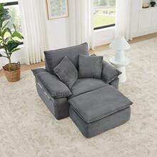 Frameless Sofa With Sleeping Function – Cloud Sofa, One-Seater Floor Sofa With Soft Upholstery, No Assembly Required, With Footrest, Storage Pockets, Modular Combination, For Living Room And Office - Light Grey - View 9