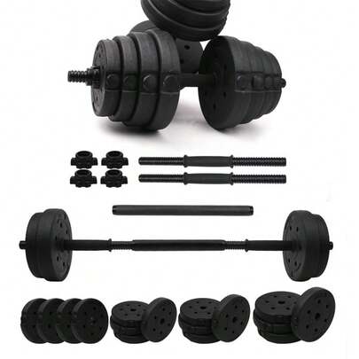 Haltères réglables, 2 en 1,  20 kg, Comprend des et une barre d'extension rembourrée, Écrous antidérapants, Acier, Salle sport domicile