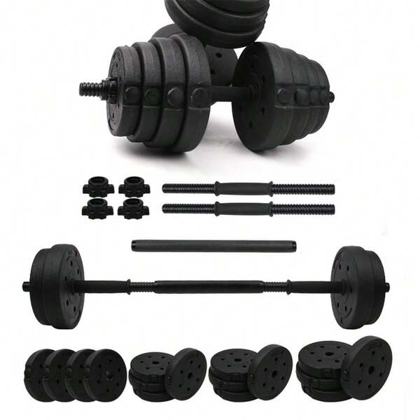 Haltères réglables, 2 en 1,  20 kg, Comprend des et une barre d'extension rembourrée, Écrous antidérapants, Acier, Salle sport domicile