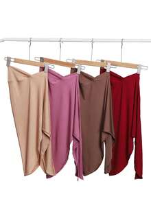Breathable Daily Wear Convenient Elastic Tie-Up Split Modest Hijab Muslim Headscarf, Instant Hijab - Multicolor - View 3