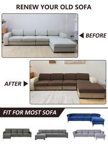 1 buah Sarung Bantal Kursi Sofa Warna Polos, Elastisitas Tinggi, Dapat Dilepas dan Dicuci dengan Mesin, Cocok untuk Ruang Tamu, Bahan Poliester, Sarung Bantal Kursi Sofa dan Sandaran Punggung - Coffee Brown - View 6