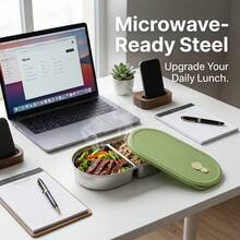 Portable 304 Stainless Steel Lunch Box With Lid, Divided Fruit Salad Food Storage Container, Leak Proof Bento Box, Dishwasher & Microwave Allowable, Suitable For Student Adult Use In School, Office, Outdoor Camping, Picnic,Travel, Back To School - Multicolor - View 3