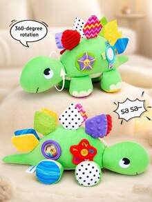 1 Stück bunte große Dinosaurier-Sensorik-Plüschpuppe für Babys und Kleinkinder, multifunktionales Plüschtier mit integrierten bunten Perlen, Rassel, Knisterpapier und Spiegel, interaktive Sensorikpuppe für Neugeborene, geeignet als Geschenk für Neugeborene - Verschiedenfarbig - Übersicht 4