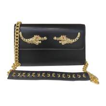 Borsa a tracolla Rock Chic con hardware dorato a forma di tigre per donna, borsa a spalla vintage con borchie e catena, casual per serate e feste, pochette con patta - Rosso tinta unita - Visualizzare 6