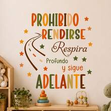 1pc Cartoon Inspirational Wall Sticker, Suitable For Room Decoration, Wall Decal, Home Interior - Multicolor-g - View 4