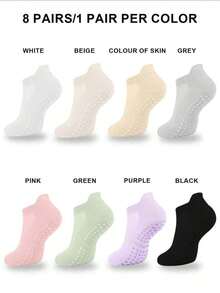 Women Hollow Mesh Yoga Socks, Thin Breathable Solid Anti-Slip Ankle Socks,Ideal For Running Pilates, Indoor Fitness, Daily Home & Outdoor Casual Wear - Multicolor - View 4