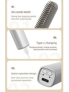 Wireless Bangs Comb USB Rechargeable Mini Straightening Comb Heating Straightening Comb Unisex Styling Straightening Comb - Multicolor - View 11