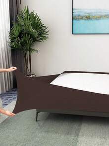 1PC All-Season Milk Silk Wrap-Around Bed Skirt, Solid Color, Printed Four-Sided Elastic Bed Skirt, Suitable For Bedroom Home Decor - Coffee Brown - View 2