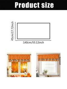 1Pc 45x140cm Autumn Maple Leaf Theme Window Curtain, Rod Pocket Design, Lightweight, Polyester Material, Suitable For All Seasons, Thanksgiving Home Decor, Autumn Harvest Theme Decor, Applicable To Kitchen, Bedroom, Coffee Shop, Office. - Multicolor - View 2