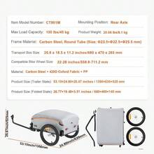 [Free Shipping] Bicycle Goods Trolley 27.5x18.5x10 Inches For Grocery Transport Equipment Hauling Outdoor Utility, 160 Lbs Capacity Heavy-Duty Metal Frame Foldable Compact Storage Universal Hitch Connection-XY448110 - Default0 - View 8
