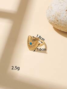 1/10pcs Bohemian Style Blue Drip Glaze Ring Set, Vintage Gold Heart Checkerboard Flower Design Stackable Knuckle Rings, Open Ring Adjustable Size, Niche Women's Jewelry, Versatile Accessory For Daily & Party Wear, Can Be Purchased Individually. - Yellow Gold - View 18