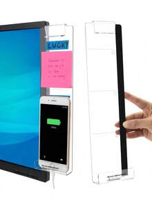 Multifunctional Monitor Memo Clip With Bottom Phone Stand, Transparent Acrylic Desktop Organizer, Suitable For Office Workers, Minimalist Monitor Memo Board, Keep Sight Clear, Reminder Notepad, Desktop Accessory, Room Home Dorm Office Decoration, Travel Essential - Multicolor - View 2