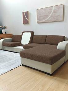 1 buah Sarung Bantal Kursi Sofa Warna Polos, Elastisitas Tinggi, Dapat Dilepas dan Dicuci dengan Mesin, Cocok untuk Ruang Tamu, Bahan Poliester, Sarung Bantal Kursi Sofa dan Sandaran Punggung - Coffee Brown - View 3