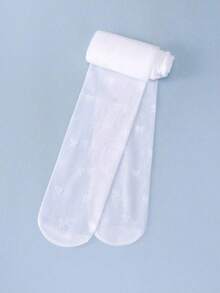 1雙夏季薄款蝴蝶結圖案女童褲襪，高彈性柔軟防勾紗，適合開學與度假禮物 - 彩色 - 查看 8