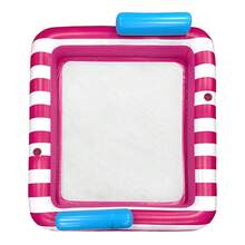 Balsa inflable flotante para piscina exterior, silla lounge flotante rectangular grande para adultos con portavasos, portátil - Flotador reclinable cuadrado a rayas - Ver 11