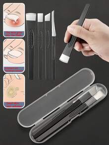 Cuchillo para el cuidado de los pies, lima para piel muerta & lima para uñas de los pies gruesas. Adecuado para eliminar piel muerta, callos, uñas de los pies engrosadas (onicomicosis) y tratar uñas encarnadas. Este juego de herramientas profesionales para el cuidado de los pies es perfecto para uso doméstico y técnicos de uñas, viene con una caja de almacenamiento para una organización fácil. - Multicolor - Ver 1