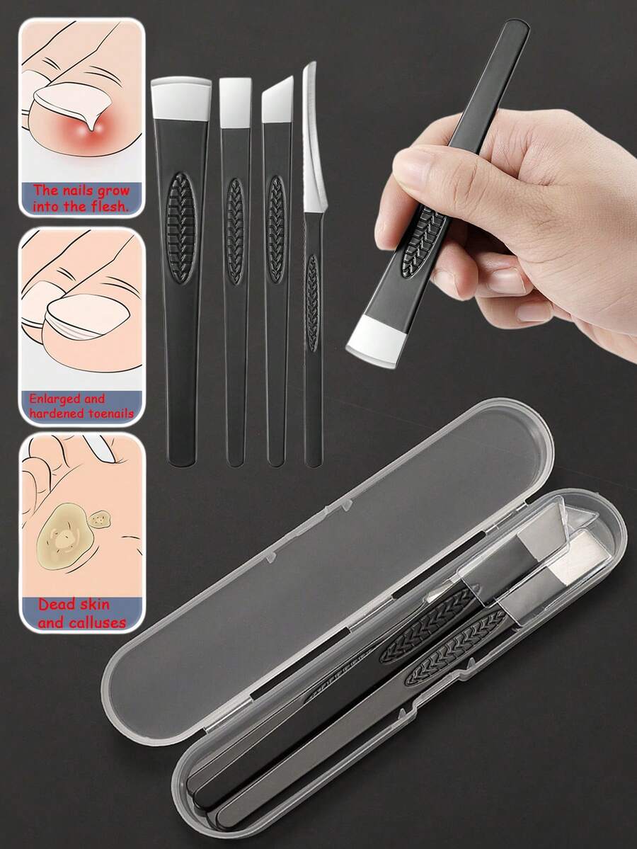 Cuchillo para el cuidado de los pies, lima para piel muerta & lima para uñas de los pies gruesas. Adecuado para eliminar piel muerta, callos, uñas de los pies engrosadas (onicomicosis) y tratar uñas encarnadas. Este juego de herramientas profesionales para el cuidado de los pies es perfecto para uso doméstico y técnicos de uñas, viene con una caja de almacenamiento para una organización fácil. - Multicolor - Ver 1