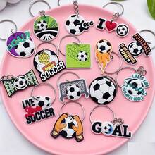 8/15 piezas Llaveros de fútbol lindos, decoraciones planas 2D para mochilas, colgantes de PVC exquisitos para mochilas, regalos ideales para accesorios de adorno de mochila - Multicolor - Ver 6