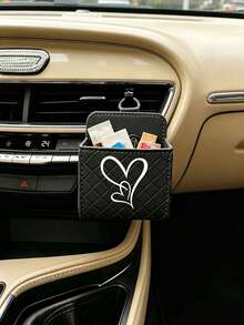 White Double Heart Car Air Vent Storage Box, Car Phone Holder Hanging Box, Creative Car Interior Decor Storage Box - White Double Hearts - View 7