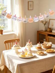 Cat Birthday Party Banner, Cat Birthday Party Decoration, Cute Humorous Kitten Birthday Party Decoration, Suitable For Cat Theme Party Decoration Supplies, Birthday Party, Baby Shower - Multicolor - View 9