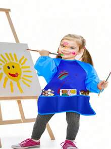 1pc Multi-Color Artist Grade Reverse Painting Apron, Long Sleeve Waterproof Art Smock, Adjustable Shoulder Straps, Studio Painting Protective Gear, Stain-Resistant Fabric, Craft Clothing, Essential For Art Class - Multicolor - View 7
