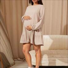 MaterniWear Vestido holgado de manga larga caqui informal para mujer, vestido corto para otoño/invierno, para oficina/trabajo/graduación/maestras, vestido de maternidad - Rosa - Ver 8