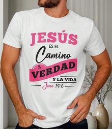 Christian Religious T-Shirt Jesus Is The Way #9 - White - View 4