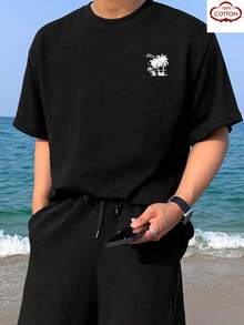 Camiseta estampada para hombre 100% algodón 210G - Negro - Ver 1