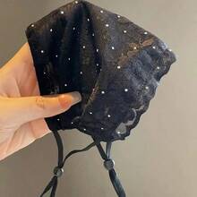 Elegant Rhinestone Lace Mesh Sun Hat Face Mask, Breathable UV Protection Face Cover, Fashion Design, Suitable For Women - Multicolor - View 4