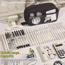 180° Flat-Lay Volcano Style Pencil Case, Transparent Fabric Large Capacity Stationery Storage Bag, Multi-Layer Zipper Compartments Desktop Organizer, Vertical Self-Standing Design, Can Store Pencils, Erasers, Notebooks, Tape, Rulers, Dual-Use For School And Office, Ideal Gift For Teens And Adults, Comes With A7 Notebook And 5 Writing Pens - 180-degree Flat Pencil Case - View 12