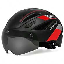 EASTINEAR - Casco de bicicleta para adultos magnético con luz trasera recargable por USB para hombres y mujeres casco de bicicleta de montaña y carretera escudo magnético - Negro Rojo - Ver 9