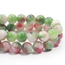 1pc 4/6/8/10/12mm Natural Rose Pink Green Agate Round Loose Beads, Smooth Material, Suitable For Handmade DIY Bracelet Necklace Earring Making Decoration Materials, Holiday Gift For Men And Women, Elegant Women's Gift, Handmade Accessory Spacer Beads, Craft Enthusiasts - Rose Red Green - View 8