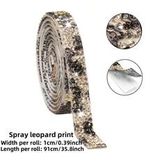 1 Yards Resin Rhinestone Ribbon Self-Adhesive Diamond Ribbon Crystal Roll Sparkling Resin Diamond Ribbon For DIY Art Craft Shoes, Bags, And Dress Decoration Accessories - Leopard Print Series - View 13