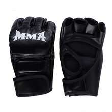 1 Pair Adult Half-Finger MMA Boxing Training Gloves, Suitable For Sanda, Muay Thai, MMA And Other Sports. White, Red, Black - Multicolor - View 9