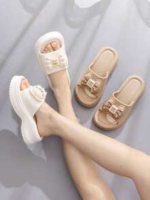 ASOFTER Sandal Wanita Elegan Model Baru Musim Panas, Sandal Sol Tebal dengan Hiasan Gesper Telinga Kelinci, Cocok untuk Musim Mekarnya Bunga Sakura, Musim Wisuda, Hari Valentine - Putih - View 9