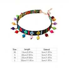 1 pieza Collar para mascotas con estampado geométrico colorido de estilo bohemio, con decoración de cuentas colgantes de colores, cadena dorada ajustable para gatos y perros, accesorio para mascotas ligero, adecuado para uso diario, fotografía, fiestas y festivales de primavera/verano - Multicolor - Ver 8