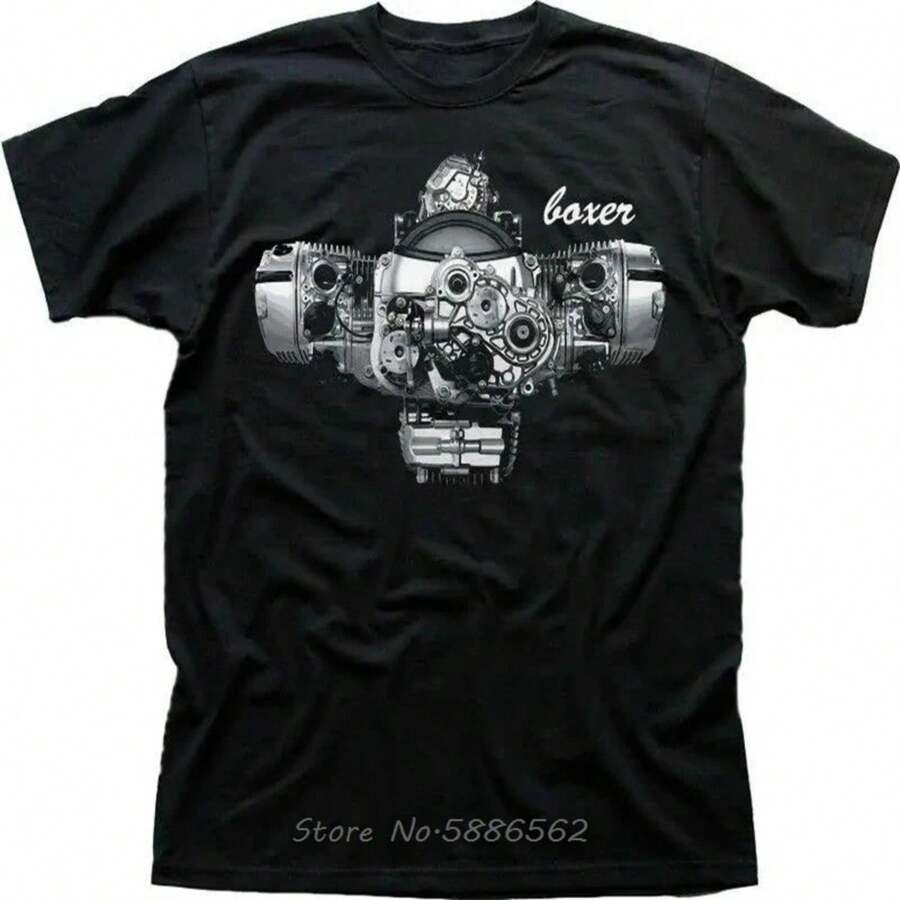 Boxer Engine R1200GS RT 1200 GS R Adventure R1200RT R1200R Camiseta de algodón con cuello redondo, camiseta Unisex de gran tamaño para verano, ropa para hombre - Negro - Ver 1