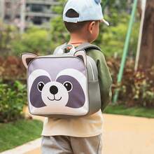 Beinuosen 1pc Boys Girls Capybara, Raccoon, Red Panda PU Fabric With Anti-Lost Rope Children's Backpack Zipper Closure Cute Animal Series Backpack Suitable For Daily Outings And School Use - Multicolor - View 2