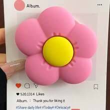 1組卡通Ins風3D矽膠韓式花朵Magsafe磁吸手機支架，伸縮可折疊便攜式桌面強吸附，相容磁吸手機殼，送給朋友與家人的禮物，桌面追劇支架，便攜式 - 彩色 - 查看 7