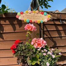 Personalized Floral Garden Sign, Customized Engraved Wooden Stake, Rustic Hanging Decor, Thoughtful Gift For Grandma, Fall Decor - Khaki - View 3