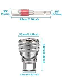 Adjustable Universal Socket Wrench 3/8'' To 3/4'' Universal Socket With 3/8'' Extension Bar Manual Socket Set Drill/Electric Drill Wrench Adapter Suitable For Power Tool Repair - A - View 2