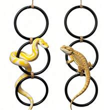 Snake Climbing Ring Strap Hook, Reptile Enclosure Accessory, Reptile Triple Ring Rope Ladder Toy, Hanging Exercise Perch Playground, Corn Snake Enrichment Toy, Snake Climbing And Cooling Accessory, Enclosure Environment Decoration, Suitable For Snakes, Iguanas, Chameleons, Iguanas, Geckos, Lizards And Parrots, Providing Hiding Spots For Reptile Keepers And Reptile Enthusiasts - View 8