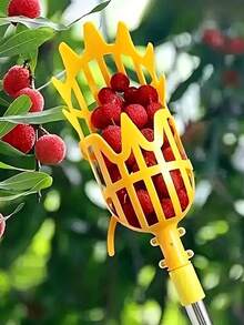 1pc Fruit Picking Basket Head, Portable Fruit Picker, Compatible With Apple And Peach Picking, Farm And Garden Picking Equipment, Gardening Tool, Durable Fruit Picker, Bright Yellow High-Altitude Fruit Picking Basket, Ergonomic Design, Convenient For Picking Bayberry, Loquat, Plum And Other Fruits, Garden Farm Gardening Tool, Used For Picking Loquat, Bayberry, Peach, Plum And Jujube From High Places In The Garden - Multicolor - View 1
