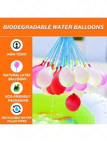 1 Set Tropical Color Self-Sealing Water Balloons, Summer Fun Water Game Supplies, Tropical Party Balloons, Thickened Large Latex Material, Suitable For Outdoor Camping, Beach, Swimming Pool (Random Color Delivery) - Multicolor - View 3