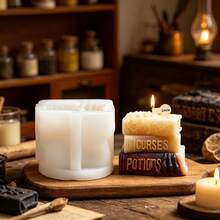 3D Witch Hand Stacked Books Silicone Candle Mold, Spooky Halloween Candle Resin Mold, Reusable Silicone Mold With Witch Hand For Resin, Soap, Wax, Plaster, And Gypsum Casting, Halloween DIY Craft Mold For Gothic Home Decor, Witchy Gifts, And Spooky Party Favors - Book - View 5