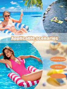 Detachable Mesh Seat Inflatable Pool Float, Portable Swimming Pool Party Supplies, Summer Beach Pool Accessories For Adults - Multicolor - View 3