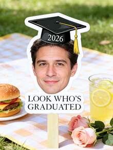 1/5/10/20pcs Customized Face Graduation Photo Handheld Signs, 2026 Graduation Cap Design "Who Graduated" Photo Props, Graduation Ceremony/Graduation Party/Picnic Pool Party Decor, Personalized Graduation Gifts For High School And College Graduates - Multicolor 2 - View 8